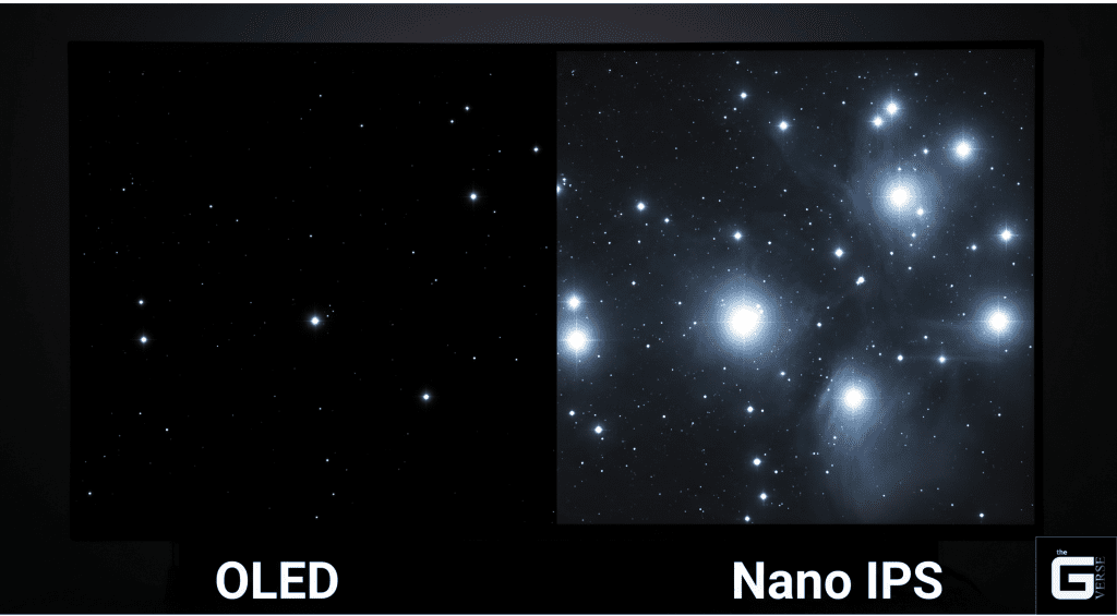 Nano IPS vs OLED contrast ratio comparison