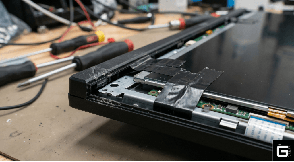 dangerous-monitor-teardown-electrical-tape-fix-damage
